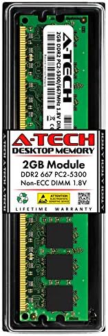 החלפת זיכרון RAM של A-Tech 2GB לקינגסטון KVR667D2N5/2G | DDR2 667MHz PC2-5300 UDIMM NONE ECC מודול זיכרון